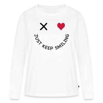 smile - Women's Premium Organic Long Sleeve Shirt - white - Front - Julia (174cm)