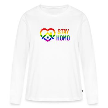 Stay Homo Covid-19 édition - T-shirt manches longues Premium bio Femme - blanc - Devant - Julia (174cm)