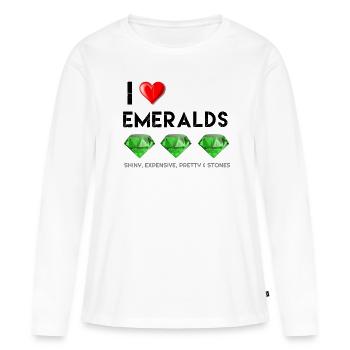 Smaragde, ich liebe Smaragde, Smaragde sind ein Mädchen b - Frauen Premium Bio Langarmshirt - Weiß - Vorne - Julia (174cm)
