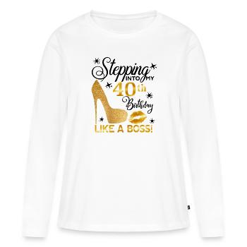 40 - T-shirt manches longues Premium bio Femme - blanc - Devant - Julia (174cm)