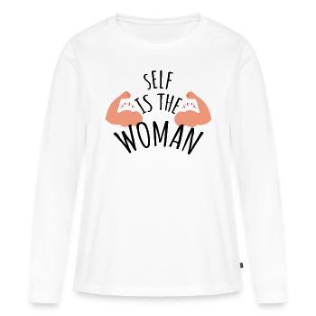 SELF IS THE WOMAN - Frauen Premium Bio Langarmshirt - Weiß - Vorne - Julia (174cm)