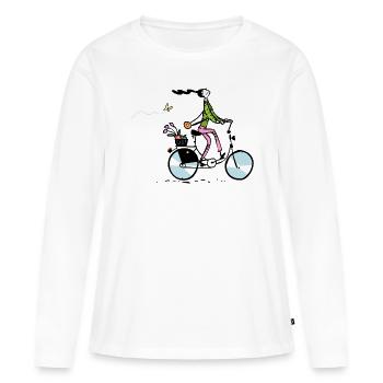 Gute Laune Fahrrad - Frauen Premium Bio Langarmshirt - Weiß - Vorne - Julia (174cm)