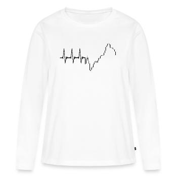 Trader rythme cardiaque - T-shirt manches longues Premium bio Femme - blanc - Devant - Julia (174cm)