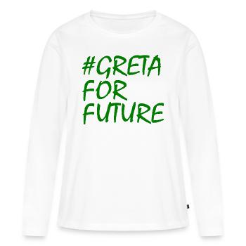 greta for future - Frauen Premium Bio Langarmshirt - Weiß - Vorne - Julia (174cm)