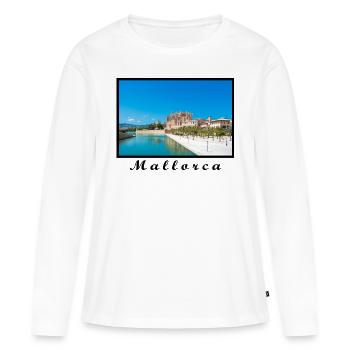 Mallorca Design - T-shirt manches longues Premium bio Femme - blanc - Devant - Julia (174cm)