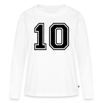 Numero 10 Équipe Foot baseball basket université - T-shirt manches longues Premium bio Femme - blanc - Devant - Julia (174cm)