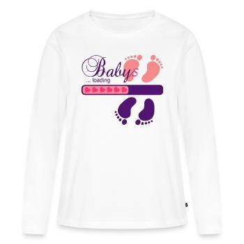 Bébés, chargement, jumeaux, grossesse, multiples - T-shirt manches longues Premium bio Femme - blanc - Devant - Julia (174cm)