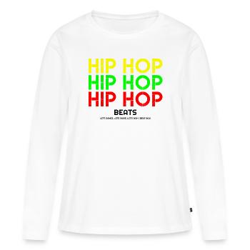 Hip Hop, J’adore hip hop, hip hop hoodies, hip hop - T-shirt manches longues Premium bio Femme - blanc - Devant - Julia (174cm)