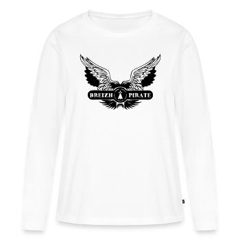 breizh pirate hermine aile - T-shirt manches longues Premium bio Femme - blanc - Devant - Julia (174cm)