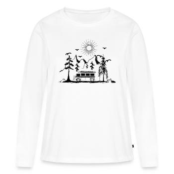 Camping Caravane Camping Camping - T-shirt manches longues Premium bio Femme - blanc - Devant - Julia (174cm)