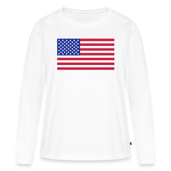 États-Unis - T-shirt manches longues Premium bio Femme - blanc - Devant - Julia (174cm)