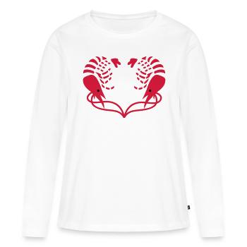 Coeur de Crevettes - T-shirt manches longues Premium bio Femme - blanc - Devant - Julia (174cm)