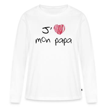 J'aime mon papa - T-shirt manches longues Premium bio Femme - blanc - Devant - Julia (174cm)