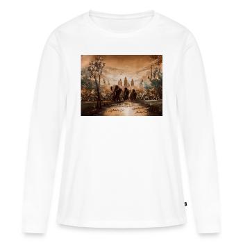 Three elephants and a palm - T-shirt manches longues Premium bio Femme - blanc - Devant - Julia (174cm)