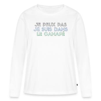 Je peux pas Je suis dans Le canapé - T-shirt manches longues Premium bio Femme - blanc - Devant - Julia (174cm)