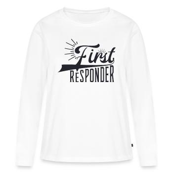 Premier intervenant - T-shirt manches longues Premium bio Femme - blanc - Devant - Julia (174cm)