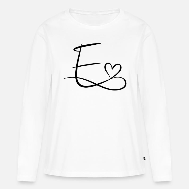 Buchstabe E Anfangsbuchstabe Name Kalligrafie Herz - Frauen Premium Bio Langarmshirt - Weiß