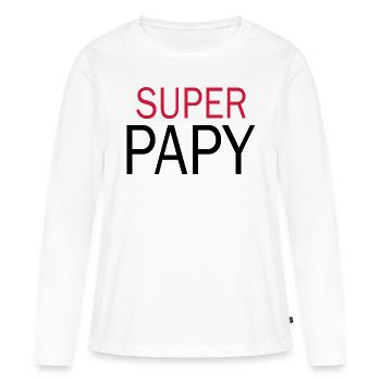 Super Papy - Tshirt Papy - T-shirt manches longues Premium bio Femme - blanc - Devant - Julia (174cm)