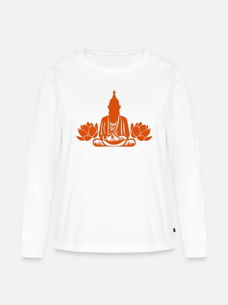 Buddha boudha lotus Blume - Frauen Premium Bio Langarmshirt - Weiß