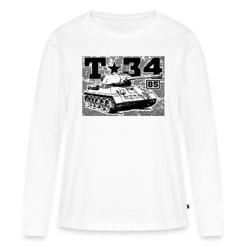 Panzer T-34 85 Silhouette Soviet Russian - Frauen Premium Bio Langarmshirt - Weiß - Vorne - Julia (174cm)