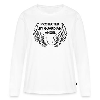 Protégé par Ange Gardien - T-shirt manches longues Premium bio Femme - blanc - Devant - Julia (174cm)