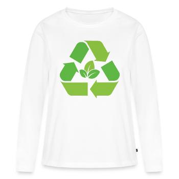 Recyclage - T-shirt manches longues Premium bio Femme - blanc - Devant - Julia (174cm)