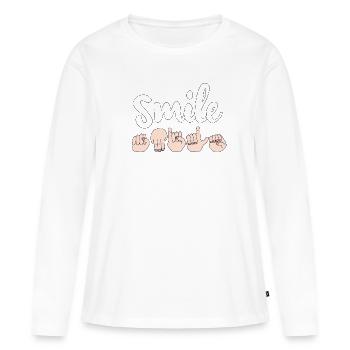 langues 13 - T-shirt manches longues Premium bio Femme - blanc - Devant - Julia (174cm)