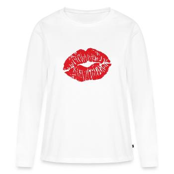 Baiser la bouche - baiser - baiser - baiser - T-shirt manches longues Premium bio Femme - blanc - Devant - Julia (174cm)