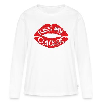 Kiss My Clacker Mistress Dita a inspiré Clem Wear - T-shirt manches longues Premium bio Femme - blanc - Devant - Julia (174cm)