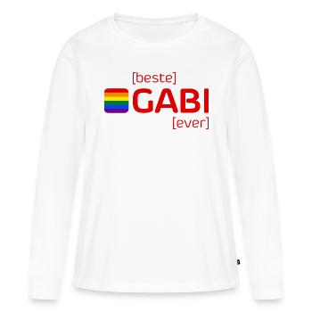 [beste] GABI [ever] - Frauen Premium Bio Langarmshirt - Weiß - Vorne - Julia (174cm)