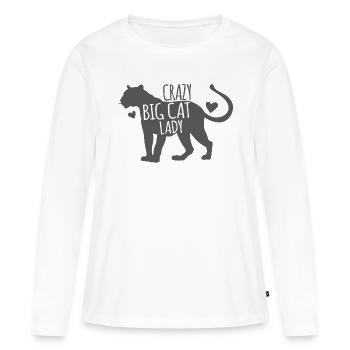 Folle grosse dame chat avec panthère noire - T-shirt manches longues Premium bio Femme - blanc - Devant - Julia (174cm)