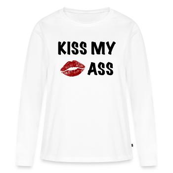 Kiss My Ass - Frauen Premium Bio Langarmshirt - Weiß - Vorne - Julia (174cm)