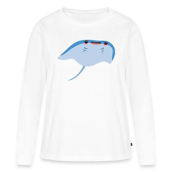 Raie - T-shirt manches longues Premium bio Femme - blanc - Devant - Julia (174cm)