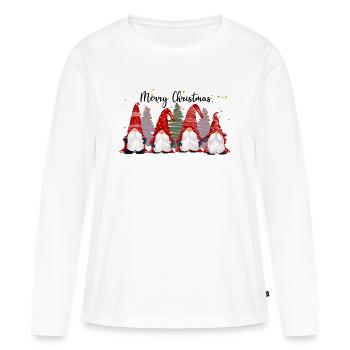 Gnome Merry Christmas | Frohe Weichnachten Wichtel - Frauen Premium Bio Langarmshirt - Weiß - Vorne - Julia (174cm)