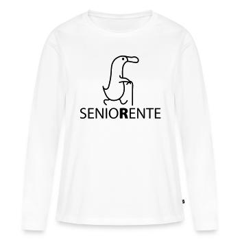 Senior Ente Rente - Frauen Premium Bio Langarmshirt - Weiß - Vorne - Julia (174cm)