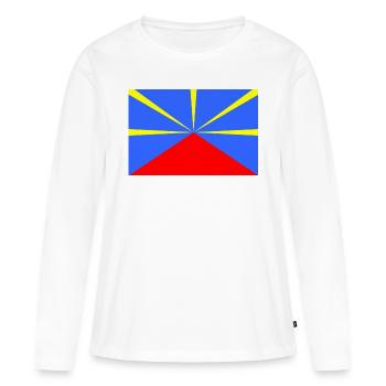 Drapeau Réunion - T-shirt manches longues Premium bio Femme - blanc - Devant - Julia (174cm)