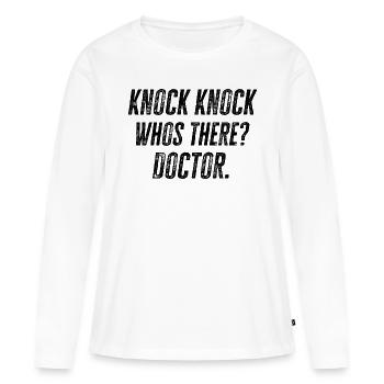 DOCTORS: Knock Knock Doctor - T-shirt manches longues Premium bio Femme - blanc - Devant - Julia (174cm)