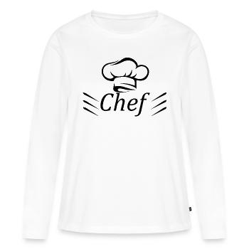 Cuisine cuisine cuisine cuisine Food Kitchen - T-shirt manches longues Premium bio Femme - blanc - Devant - Julia (174cm)