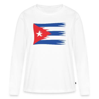 Cuba drapeau Cuba libère Cuba cuban - T-shirt manches longues Premium bio Femme - blanc - Devant - Julia (174cm)
