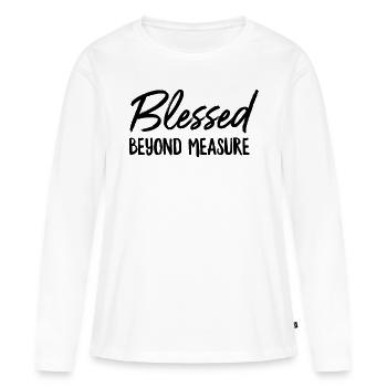 Bienheureux au-delà de la mesure - T-shirt manches longues Premium bio Femme - blanc - Devant - Julia (174cm)