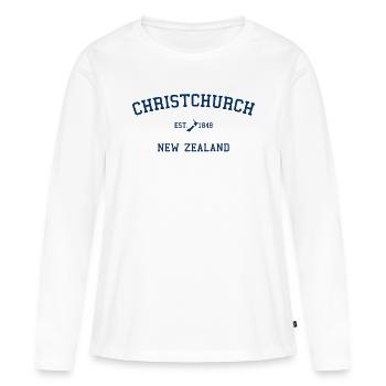 Christchurch - Nouvelle-Zélande - Kiwi - Maori Aotearoa - T-shirt manches longues Premium bio Femme - blanc - Devant - Julia (174cm)
