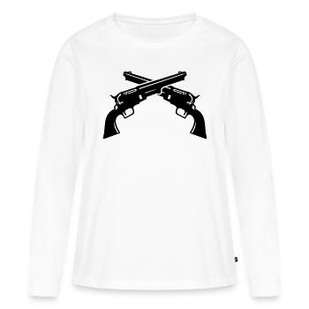 Pistolets Croisés / Colts Croisés (2c) - T-shirt manches longues Premium bio Femme - blanc - Devant - Julia (174cm)