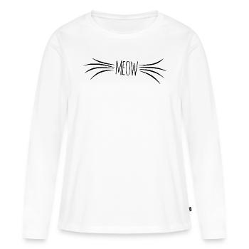 Meow Schnurrhaare - Frauen Premium Bio Langarmshirt - Weiß - Vorne - Julia (174cm)