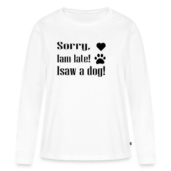 Chien chien - T-shirt manches longues Premium bio Femme - blanc - Devant - Julia (174cm)