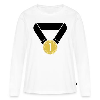 1er rang médaille - T-shirt manches longues Premium bio Femme - blanc - Devant - Julia (174cm)