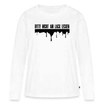 Tuning - Bitte nicht am Lack lecken - Frauen Premium Bio Langarmshirt - Weiß - Vorne - Julia (174cm)