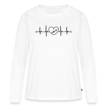 Impfstoff Virus Covid Herzschlag Puls Design - Frauen Premium Bio Langarmshirt - Weiß - Vorne - Julia (174cm)