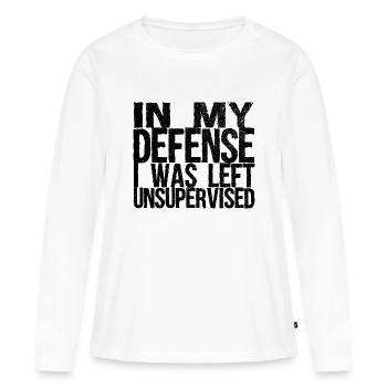 J’étais sans surveillance idée cadeau - T-shirt manches longues Premium bio Femme - blanc - Devant - Julia (174cm)