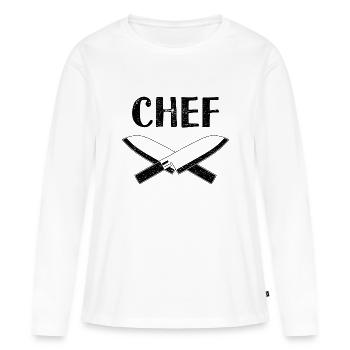 Chef Restaurant Restaurant - T-shirt manches longues Premium bio Femme - blanc - Devant - Julia (174cm)