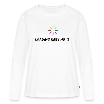 Loading Baby n ° 3 sort drôle grossesse - T-shirt manches longues Premium bio Femme - blanc - Devant - Julia (174cm)